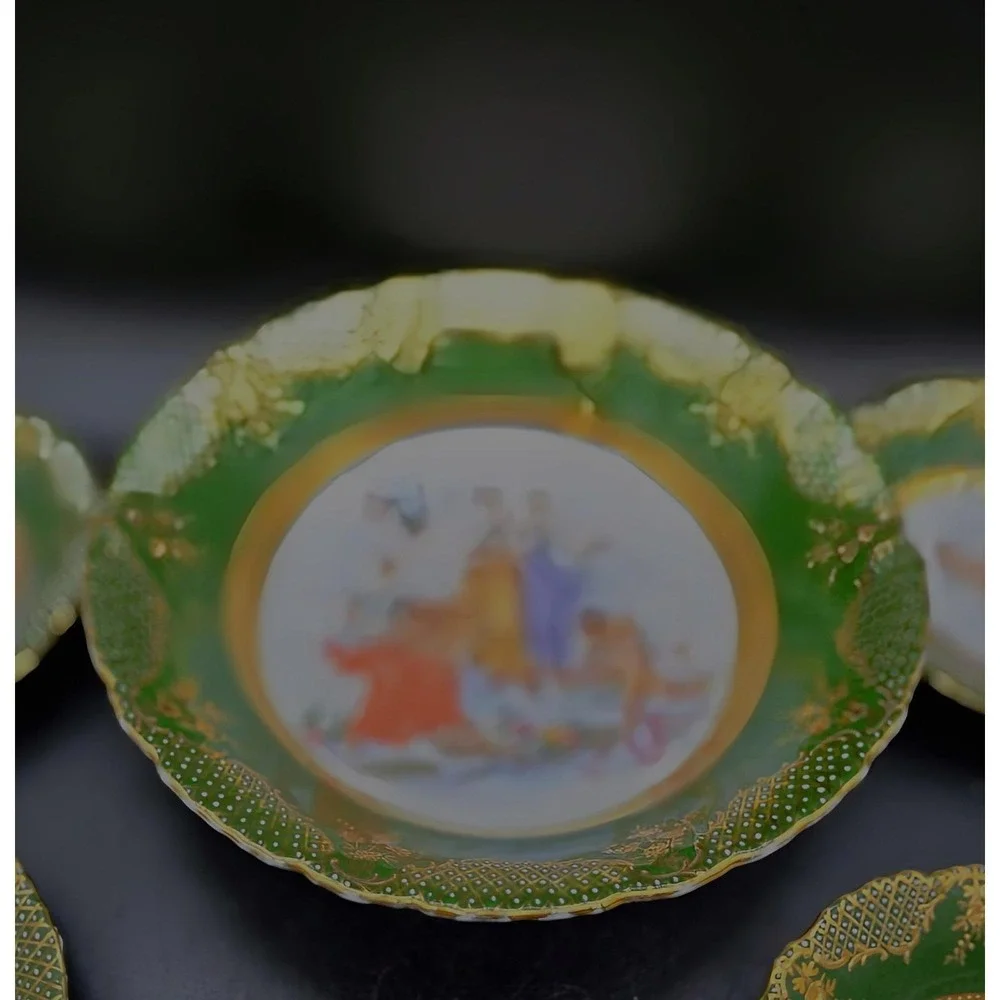 Set/7 Antique Royal Vienna Berry Bowl W Master Fruit Bowl Cherub Angel As Is